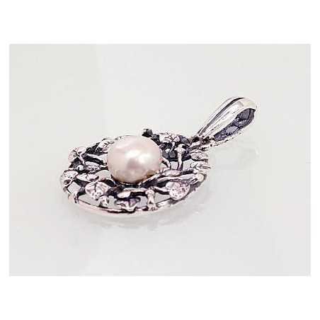 925° Silver pendant, Type: Women, Stone: Fresh-water Pearl , 2301544(POx-Bk)_PE