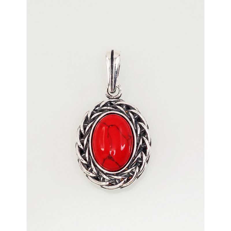 925° Silver pendant, Type: Women, Stone: Coral , 2301554(POx-Bk)_COX