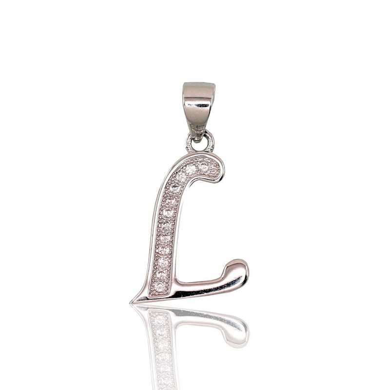 925° Silver pendant, Type: Letters, Stone: Zirkons , 2301616(PRh-Gr)_CZ