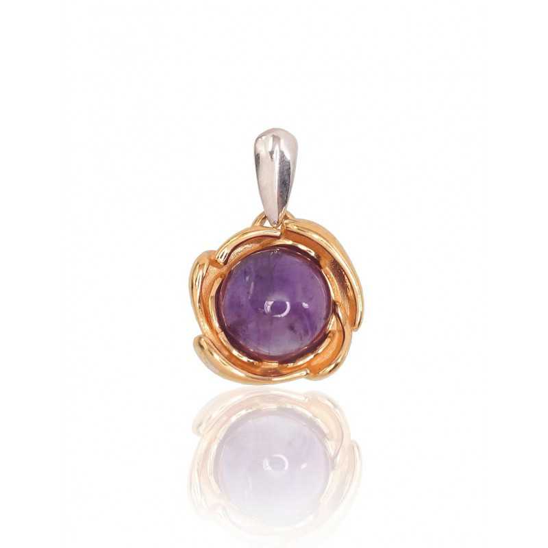 925° Silver pendant, Type: Gold plated, Stone: Amethyst , 2301756(PRh-Gr+PAu-Y)_AM