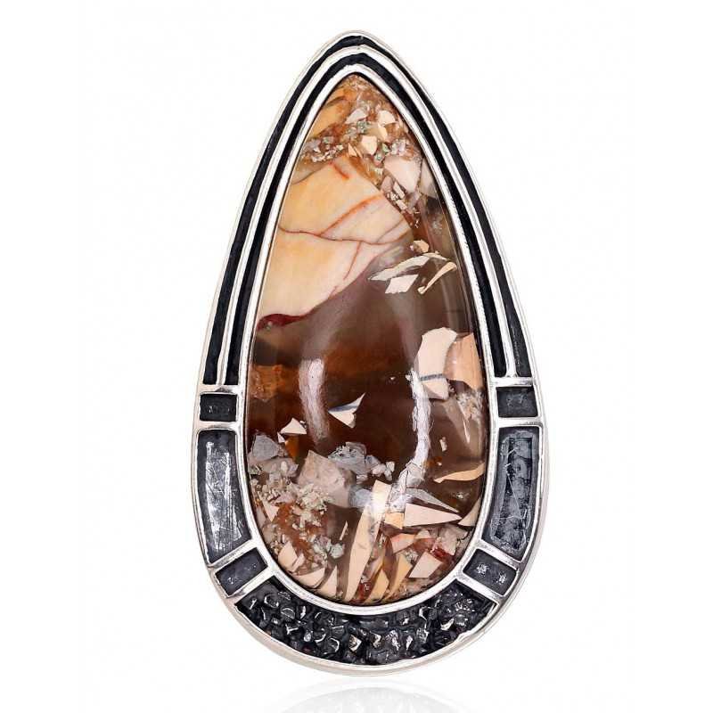 925° Silver pendant, Type: \"K-Exclusive\"  collection, Stone: Jasper , 2301799(POx-Bk)_JA-Y