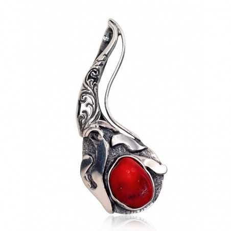 925° Silver pendant, Type: \"K-Exclusive\"  collection, Stone: Coral , 2301804(POx-Bk)_CO