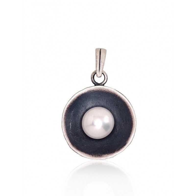 925° Silver pendant, Type: Women, Stone: Fresh-water Pearl , 2301815(Matt+POx-MattBk)_PE