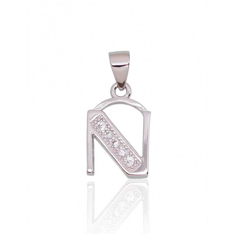 925° Silver pendant, Type: Letters, Stone: Zirkons , 2301845(PRh-Gr)_CZ