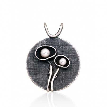 925° Silver pendant, Type: \"K-Exclusive\"  collection, Stone: Fresh-water Pearl , 2301867(Matt+POx-MattBk)_PESN