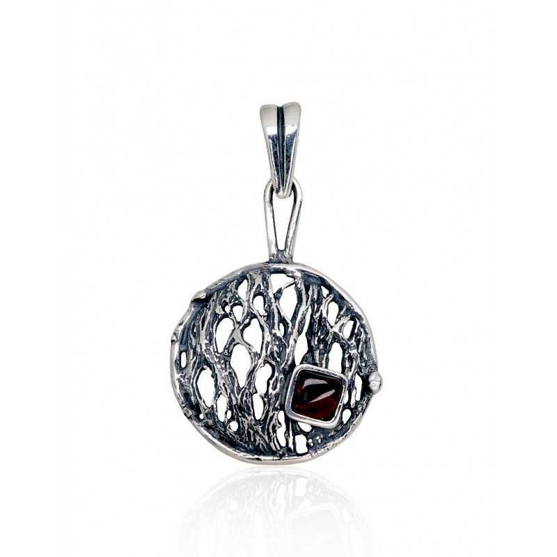 925° Silver pendant, Type: \"K-Exclusive\"  collection, Stone: Garnet , 2301871(POx-Bk)_GR-2