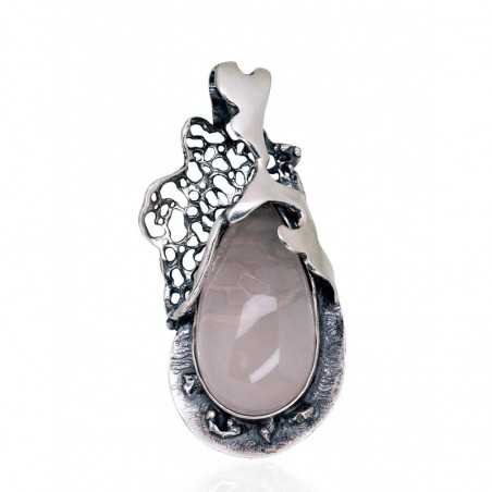 925° Silver pendant, Type: \"K-Exclusive\"  collection, Stone: Pink Quarz , 2301879(POx-Bk)_KZPI