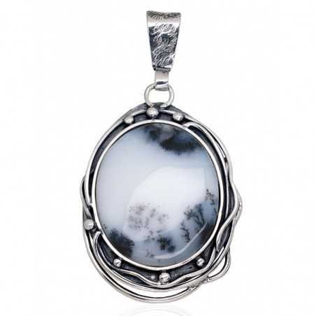 925° Silver pendant, Type: \"K-Exclusive\"  collection, Stone: Dendritic Agate , 2301880(POx-Bk)_AGD