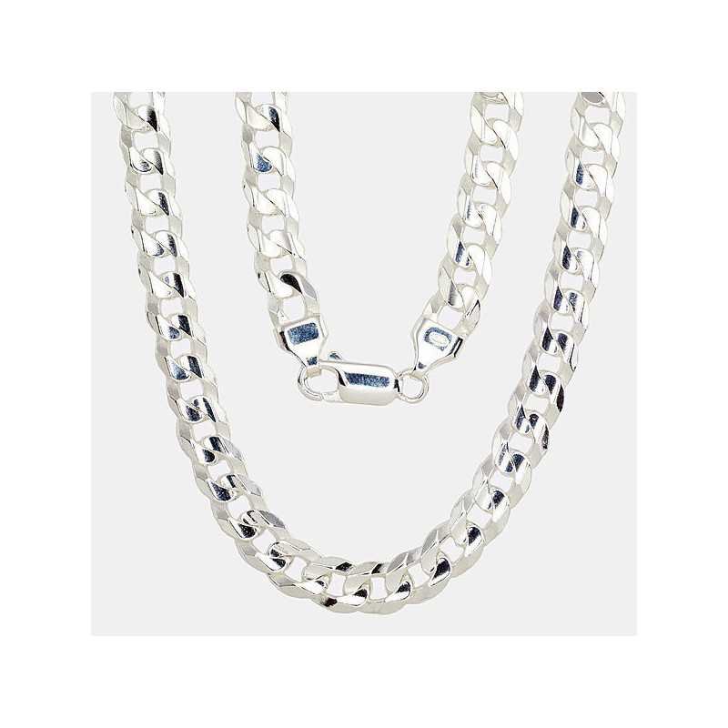 Silver chain Curb 6.9 mm , diamond cut