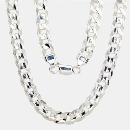 Silver chain Curb 6.9 mm , diamond cut