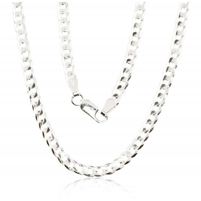 Silver chain Curb 3.9 mm , diamond cut