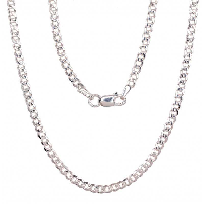 Silver chain Curb 2.5 mm , diamond cut