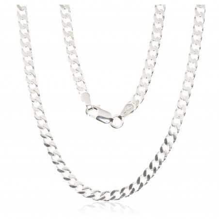 Silver chain Curb 3.5 mm , diamond cut
