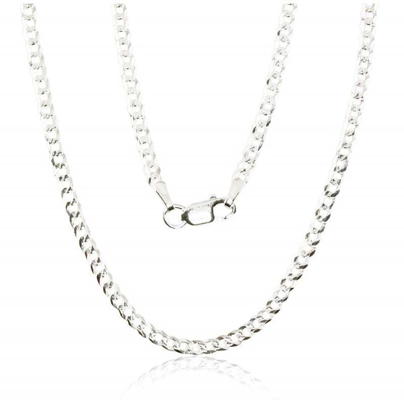 Silver chain Flat Curb 3.8 mm , diamond cut