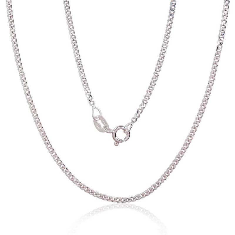 Silver chain Curb 2 mm , diamond cut