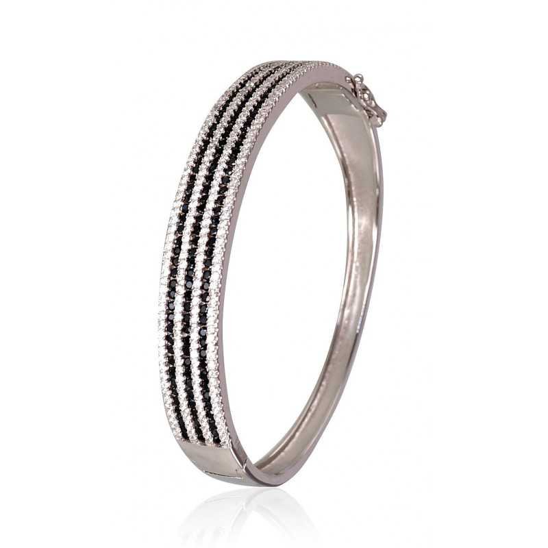925° Silver bracelet, , 2600103(PRh-Gr)_CZ+CZ-BK