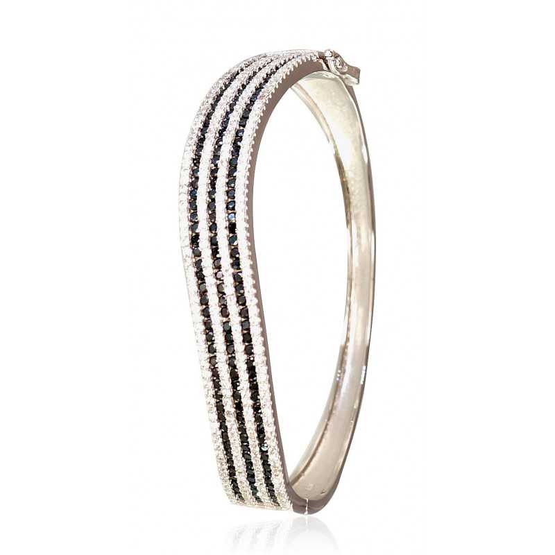 925° Silver bracelet, , 2600106(PRh-Gr)_CZ+CZ-BK