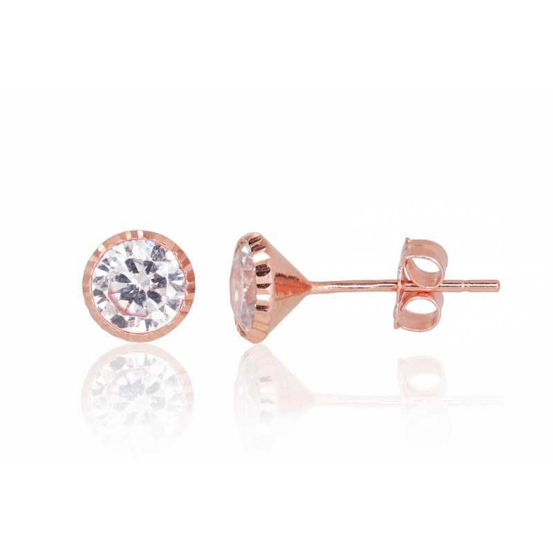 Gold classic studs earrings, 585°, Zirkons , 1200286(Au-R)_CZ