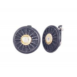 925° Silver earrings with english lock, Gold plated, 2203054(PRh-Bk+PAu-Y)_CZ