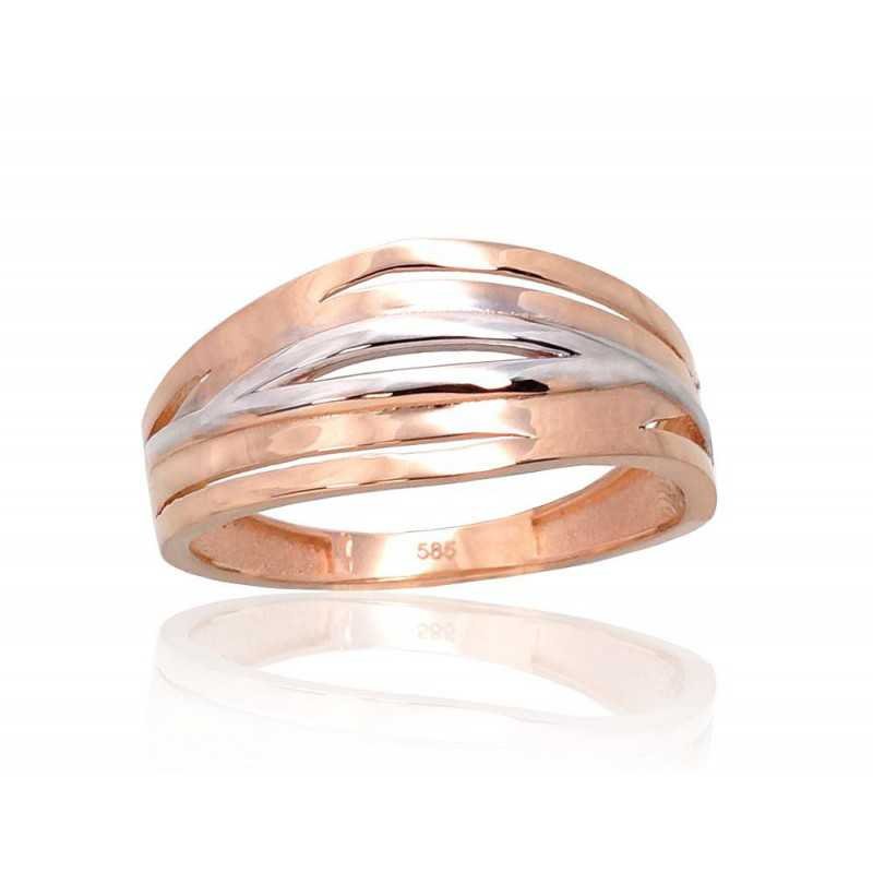 585° Gold ring, Stone: No stone, Type: Women, 1100979(Au-R+PRh-W)