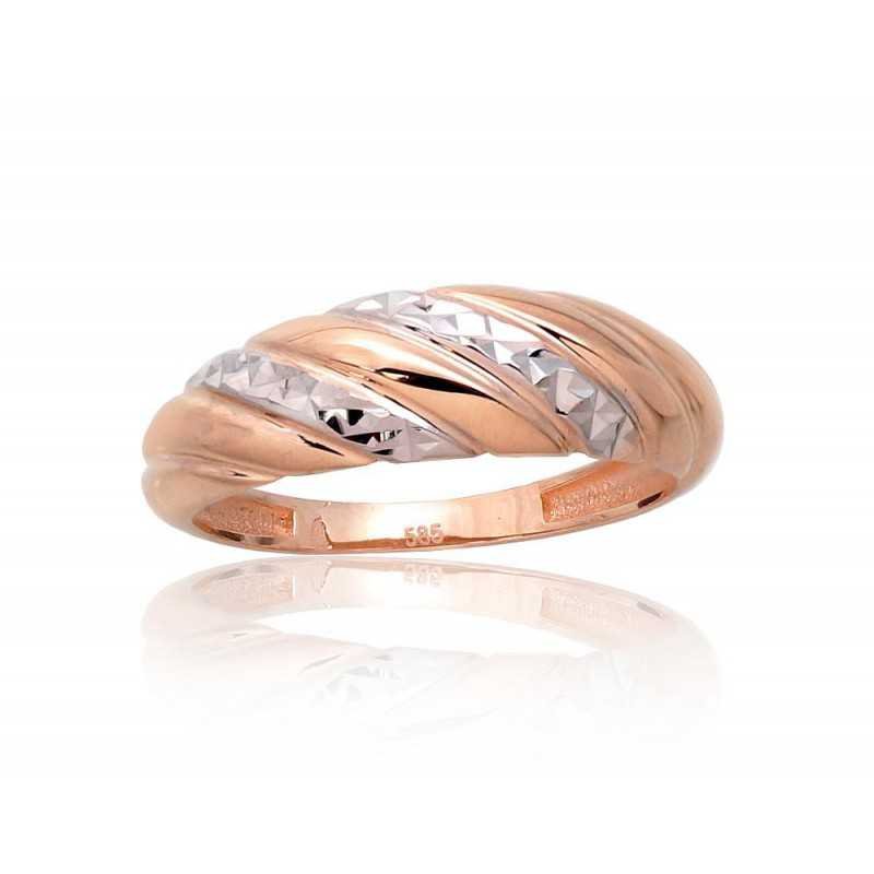 585° Gold ring, Stone: No stone, Type: Women, 1100981(Au-R+PRh-W)