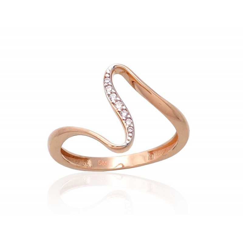 585° Gold ring, Stone: Zirkons , Type: Women, 1100984(Au-R+PRh-W)_CZ