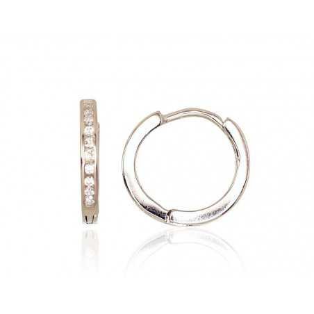 Silver hoop earrings, Circle lock, , 2203124(PRh-Gr)_CZ