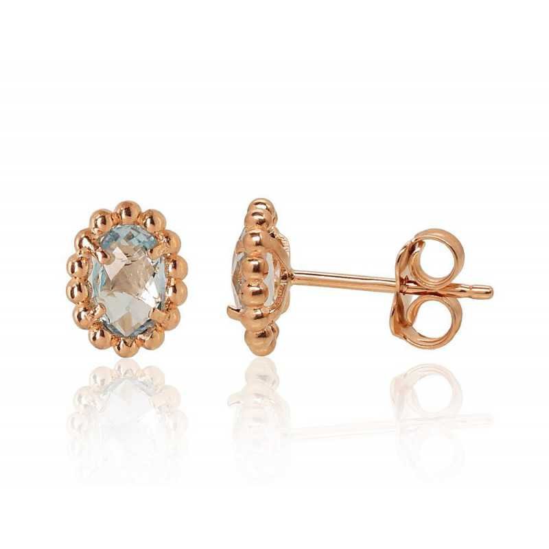 Gold classic studs earrings, 585°, Sky Blue Topaz , 1201295(Au-R)_TZLB