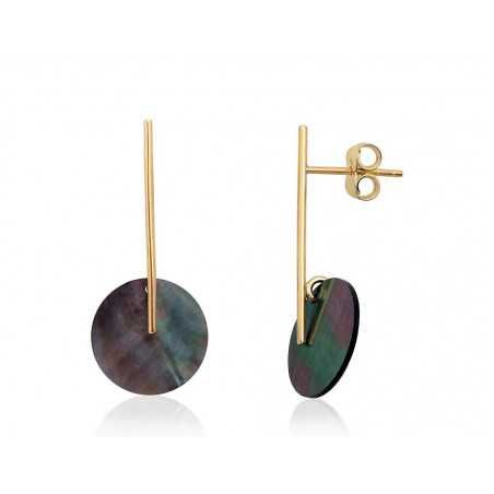Gold classic studs earrings, 585°, Mother-of-pearl , 1201328(Au-Y)_PL-G