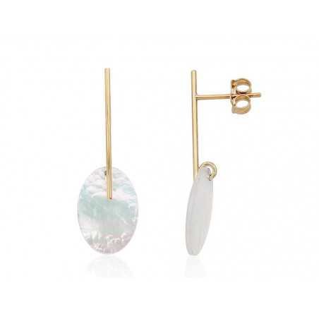 Gold classic studs earrings, 585°, Mother-of-pearl , 1201329(Au-Y)_PL