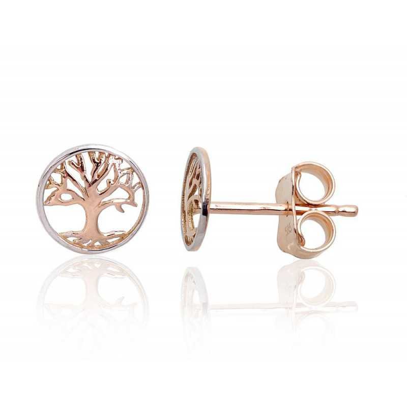 Gold classic studs earrings, 585°, No stone, 1201334(Au-R+PRh-W)