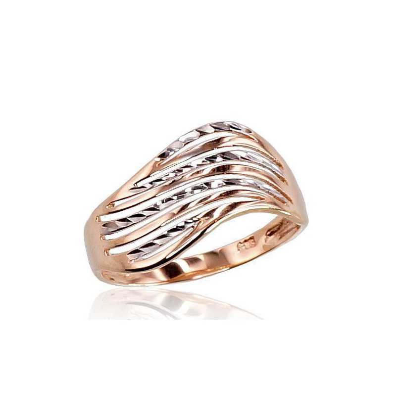 585° Gold ring, Stone: No stone, Type: Women, 1100298(Au-R+PRh-W)