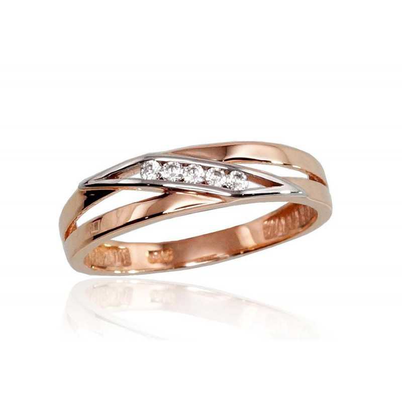 585° Gold ring, Stone: Zirkons , Type: Women, 1100457(Au-R+PRh-W)_CZ