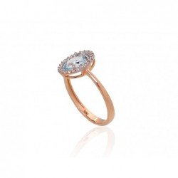585° Gold ring, Stone: Zirkons , Sky Blue Topaz , Type: Women, 1100912(Au-R+PRh-W)_CZ+TZLB