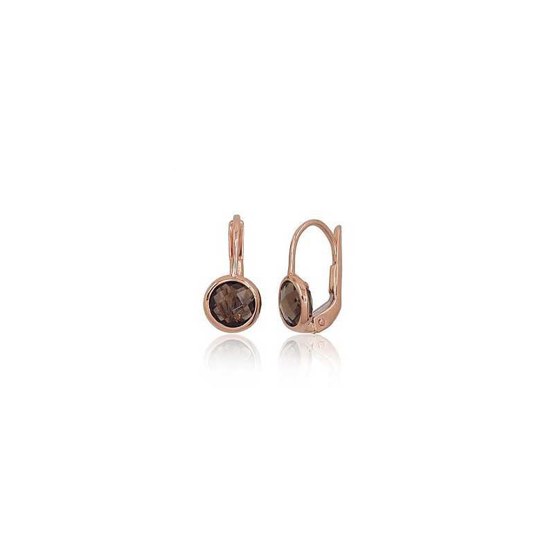 Gold earrings with english lock, 585°, Smoky Quarz , 1201062(Au-R)_KZSM