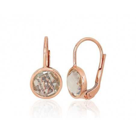 Gold earrings with english lock, 585°, Green Amethyst , 1201181(Au-R)_AMG