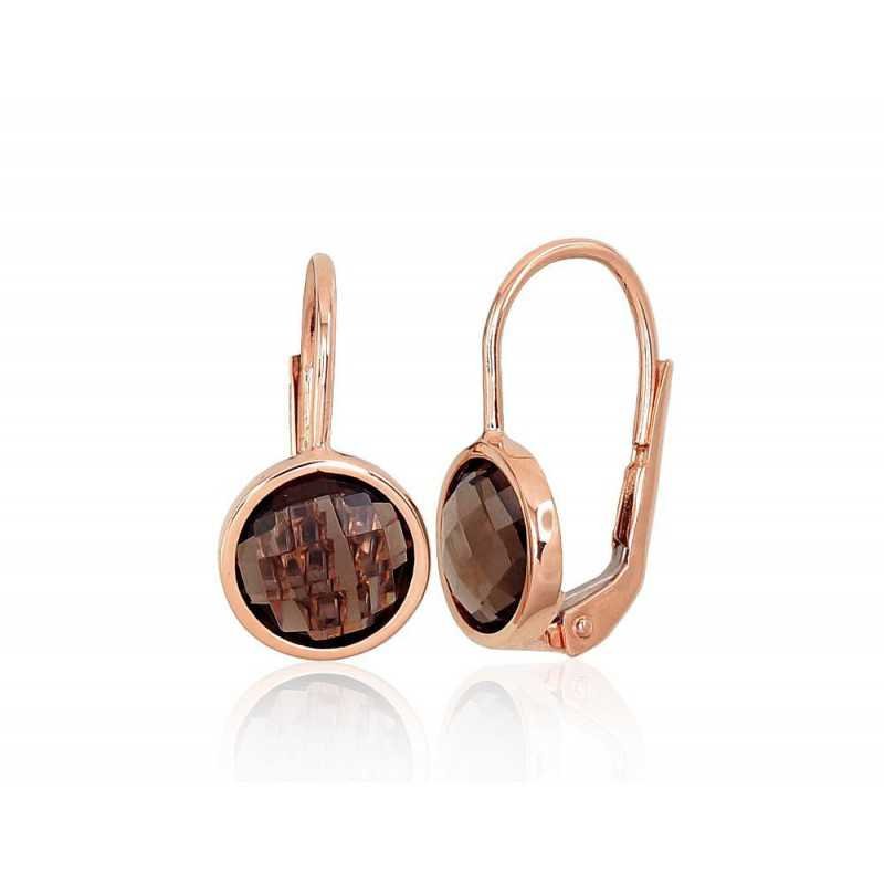 Gold earrings with english lock, 585°, Smoky Quarz , 1201181(Au-R)_KZSM