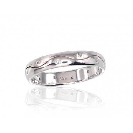 925° Genuine Sterling Silver ring, Stone: Zirkons , Type: Women, 2101438(PRh-Gr+PRh-MattGr)_CZ