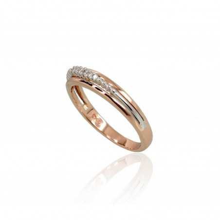585° Gold ring, Stone: Diamonds, Type: With precious stones, 1100695(Au-R+Au-W)_DI