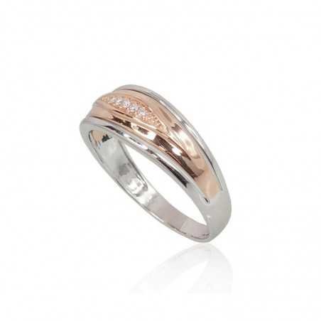 585° Gold ring, Stone: Diamonds, Type: With precious stones, 1100702(Au-R+Au-W)_DI