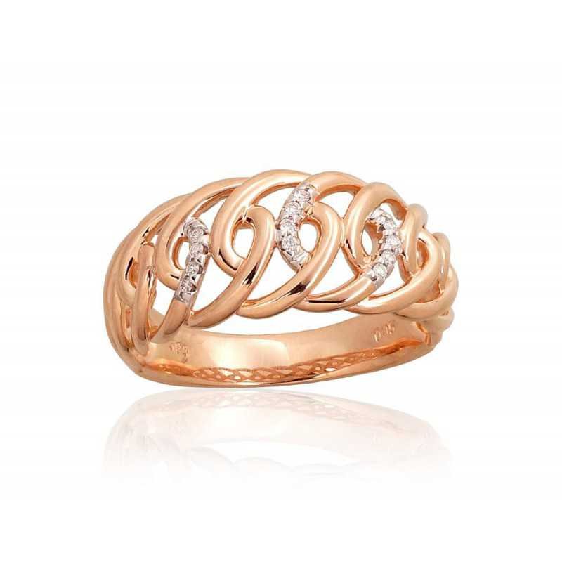 585° Gold ring, Stone: Diamonds, Type: With precious stones, 1101017(Au-R+PRh-W)_DI