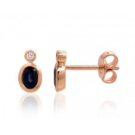 Gold classic studs earrings, 585°, Diamonds, Sapphire, 1201367(Au-R)_DI+SA