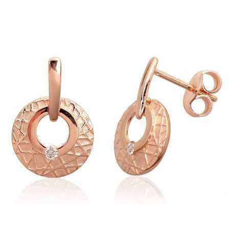 Gold classic studs earrings, 585°, Diamonds, 1201368(Au-R+Au-MattR)_DI