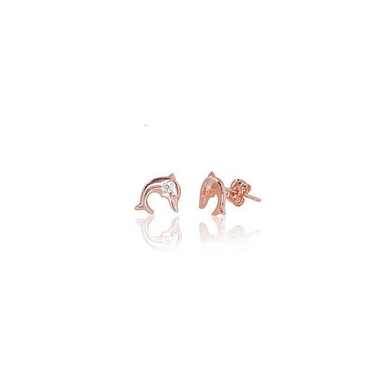 Gold classic studs earrings, 585°, Zirkons , 1200056(Au-R)_CZ