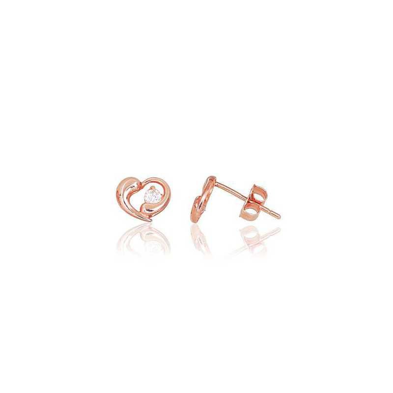 Gold classic studs earrings, 585°, Zirkons , 1200074(Au-R)_CZ