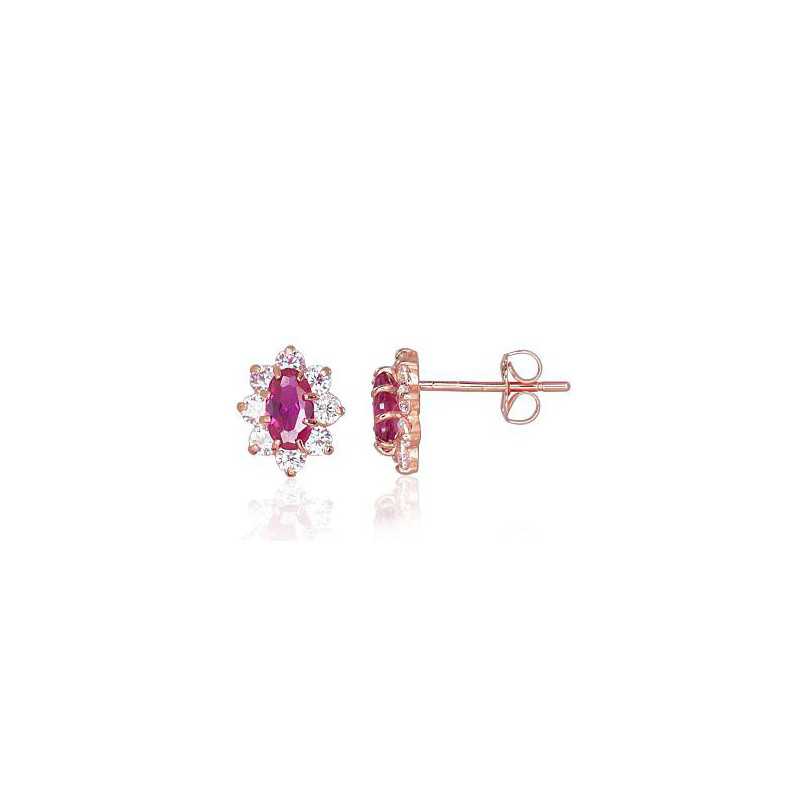 Gold classic studs earrings, 585°, Zirkons , 1200278(Au-R)_CZ+CZ-RO