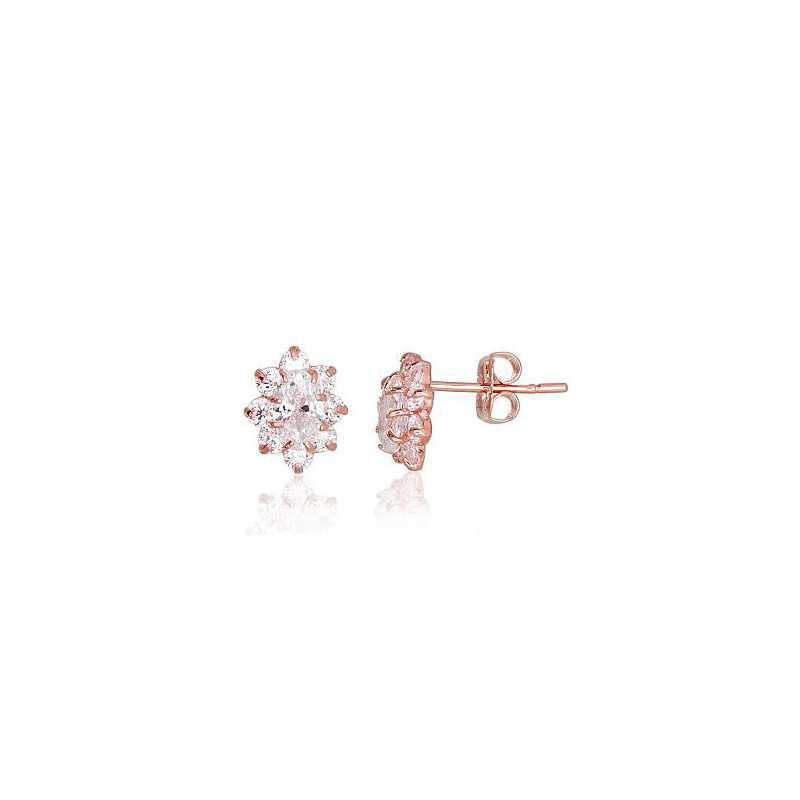 Gold classic studs earrings, 585°, Zirkons , 1200278(Au-R)_CZ