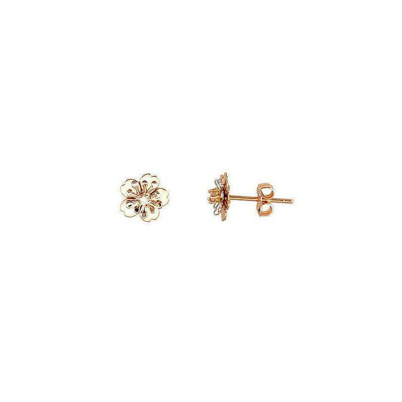 Gold classic studs earrings, 585°, Zirkons , 1200282(Au-R+Au-W)_CZ