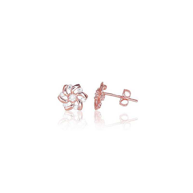 Gold classic studs earrings, 585°, Zirkons , 1200297(Au-R)_CZ