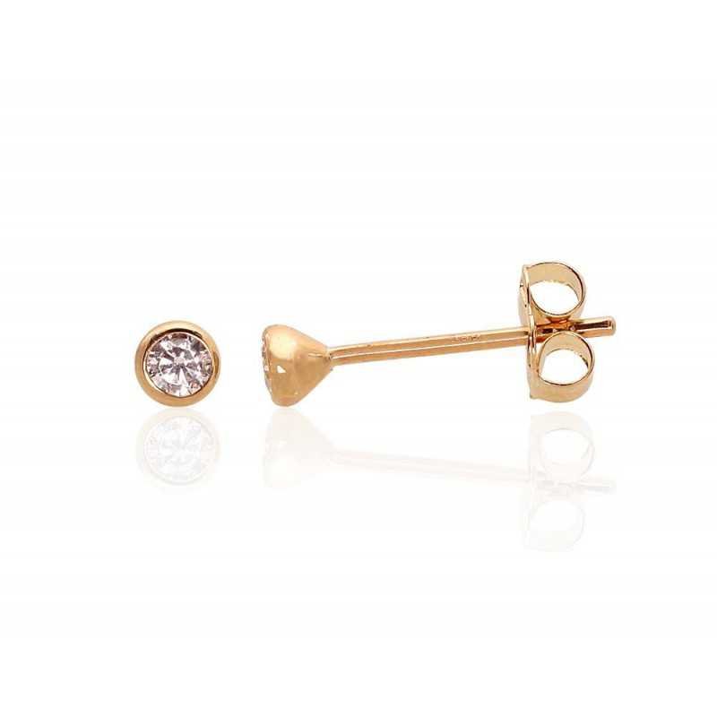 Gold classic studs earrings, 585°, Zirkons , 1200439(Au-Y)_CZ
